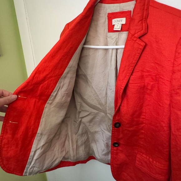 J.Crew Orange 100% Linen Schoolboy Blazer Jacket Casual Lined 37358 - Size 2! - Picture 3 of 7
